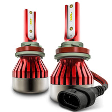 Load image into Gallery viewer, 2-Sided LED Headlight Conversion Kit with Fan Base - Red Series - Autolizer