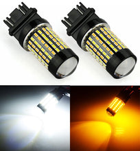 Load image into Gallery viewer, 3157 (3156/3056/3057) 120-SMD 3014 LED Switchback Bulbs with Projector, White/Yellow - Autolizer