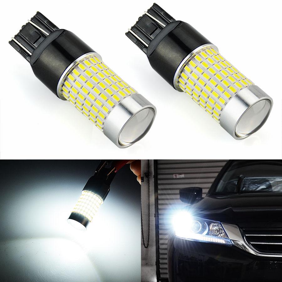 7443 (7440/7441/T20) 144-SMD 3014 LED Bulbs with Projector, Xenon White - Autolizer