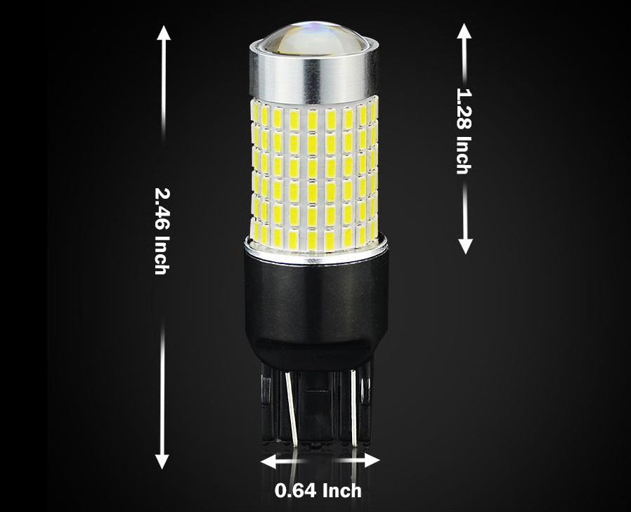 7443 (7440/7441/T20) 144-SMD 3014 LED Bulbs with Projector, Xenon White - Autolizer