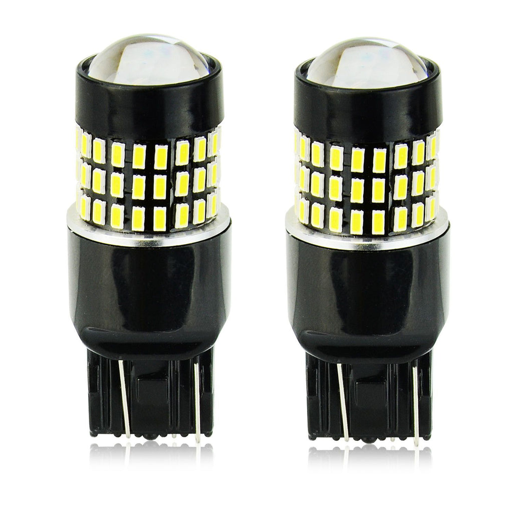 7443 (7440/7441/T20) 78-SMD 3014 LED Bulbs with Projector, Xenon White - Autolizer