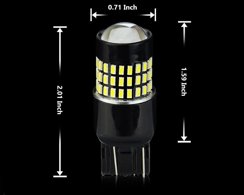 7443 (7440/7441/T20) 78-SMD 3014 LED Bulbs with Projector, Xenon White - Autolizer