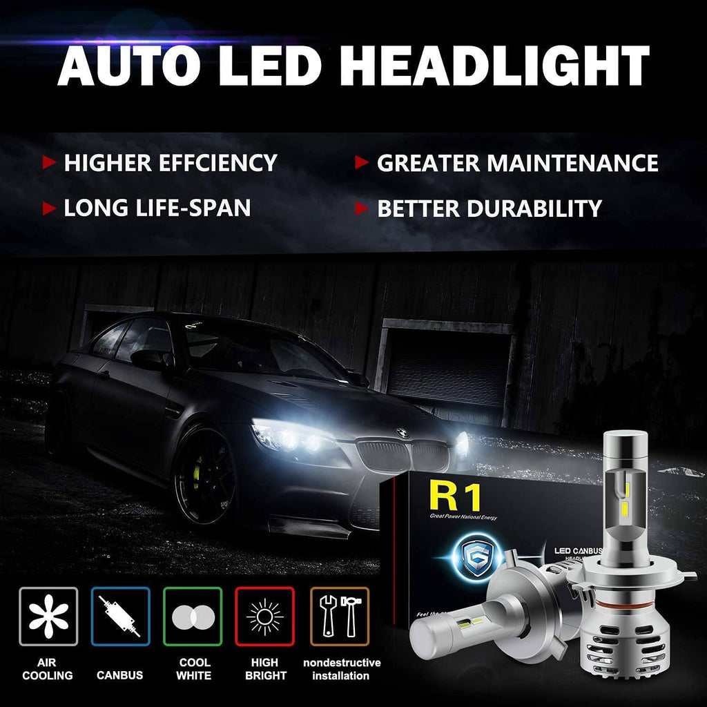 GPNE H4/9003/HB2 LED Headlight Bulbs 56W 12000 Lumens Conversion Kit High Low Beam 6000K Cool White IP68 Waterproof, Pack of 2 - Autolizer