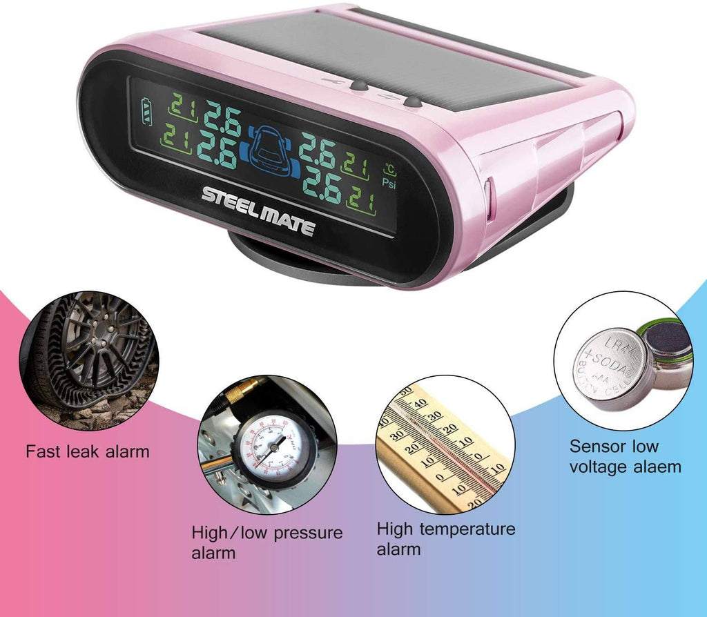 STEELMATE Mini One-s Pink Multi-Function Tire Pressure Monitoring System Auto Backlight Sleep Awake - Autolizer