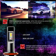 Load image into Gallery viewer, RGB LED Headlight Bulbs Conversion Kit Control by Bluetooth Smartphone App - Autolizer