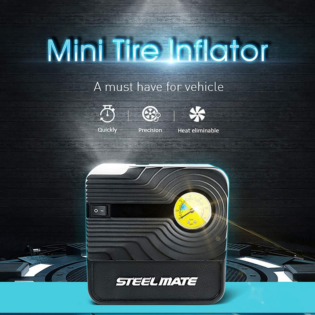 STEEL MATE Tire Inflator Portable Car Air Compressor Pump Digital Auto Emergency Kit - Autolizer