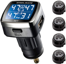 Load image into Gallery viewer, STEEL MATE Universal Wireless Tire Pressure Monitoring System, 4 Advanced External Tmps Sensors, Real-time Alarm Function - Autolizer