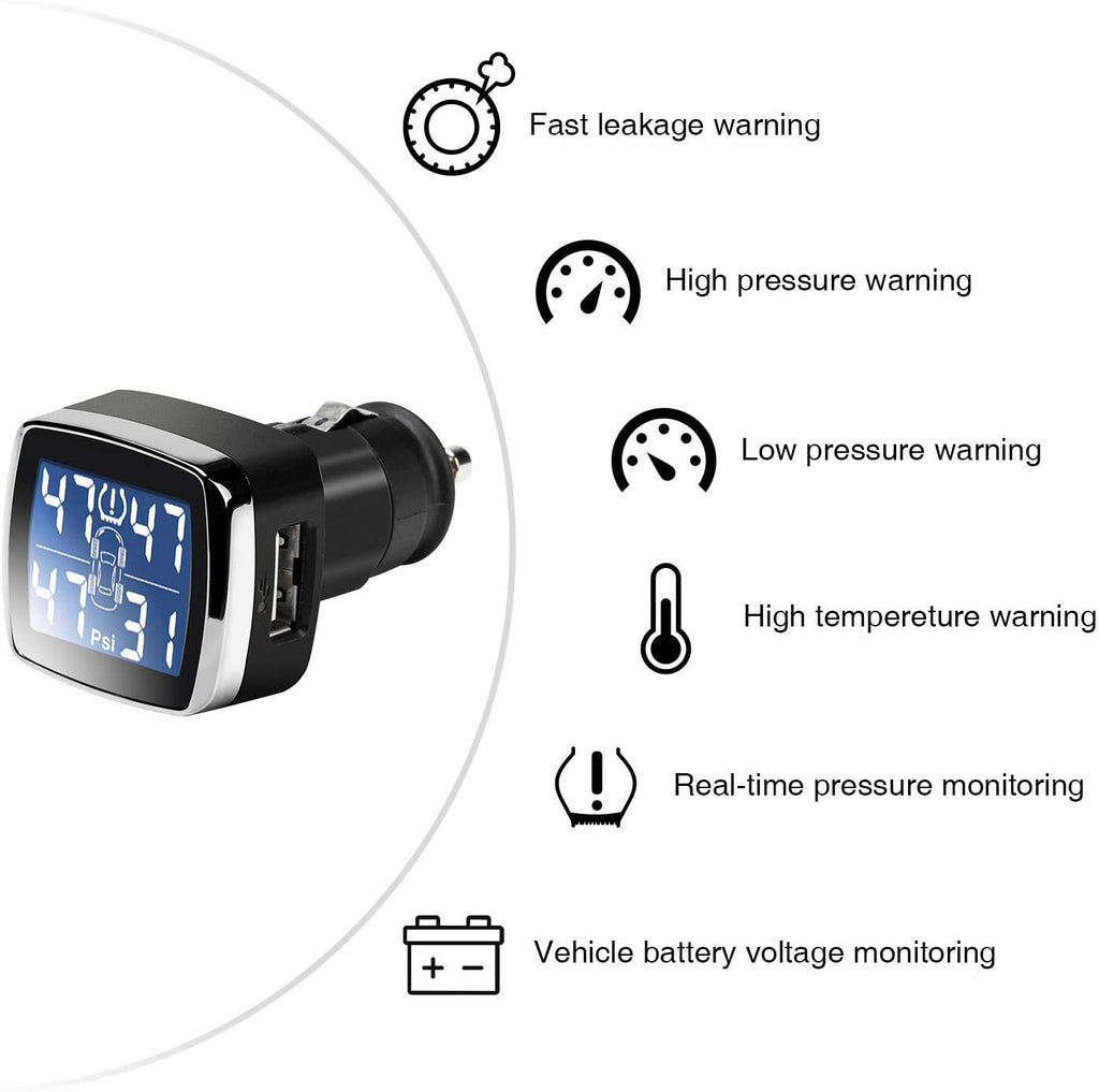 STEEL MATE Universal Wireless Tire Pressure Monitoring System, 4 Advanced External Tmps Sensors, Real-time Alarm Function - Autolizer