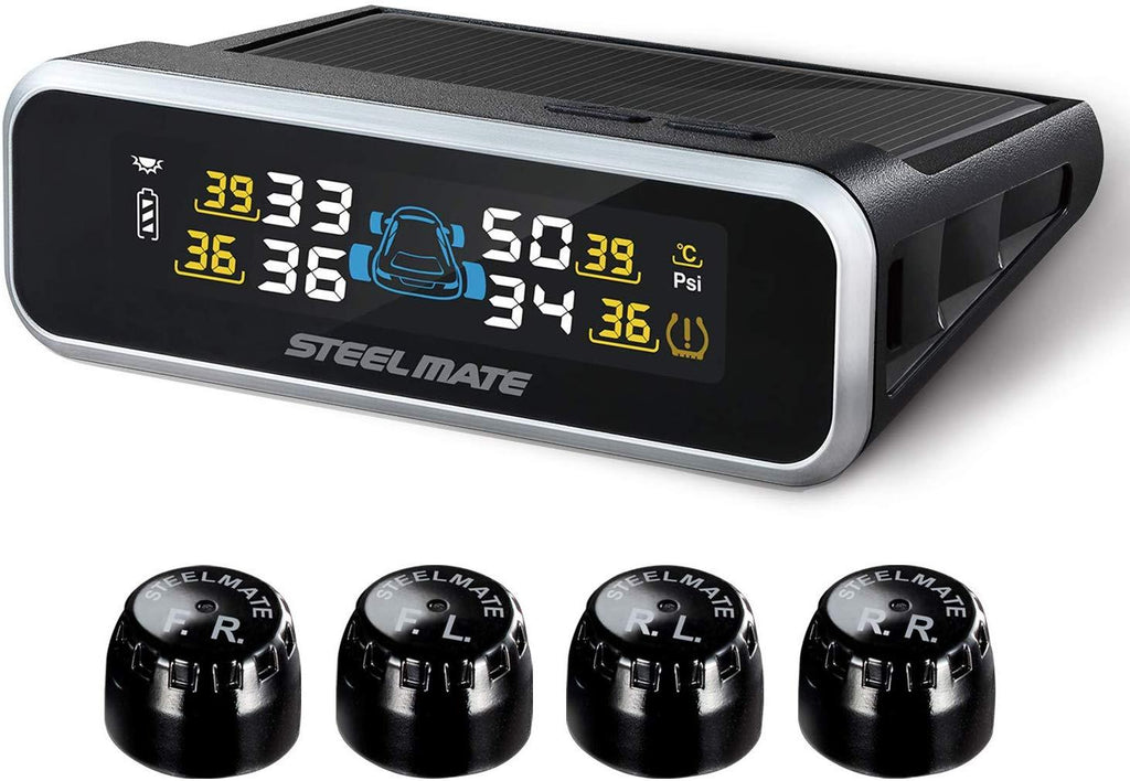 STEEL MATE Wireless TPMS Monitor Solar Power Tire Pressure Monitoring System - Autolizer