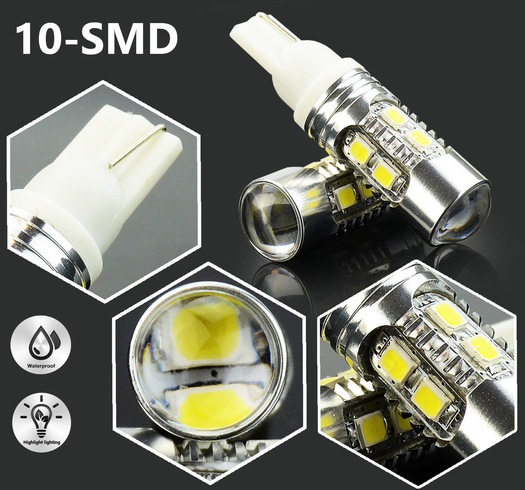 T10/T15 (194/168/158) 10-SMD 2835 Xenon White LED Replacement Bulbs - Autolizer