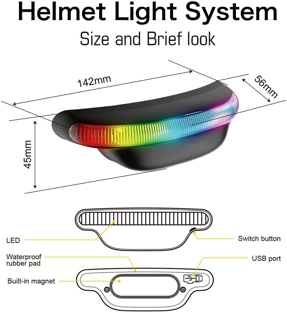 Wireless Helmet Brake Light and Running Light Rechargeable LED Signal Light for Helmet-H2 - Autolizer